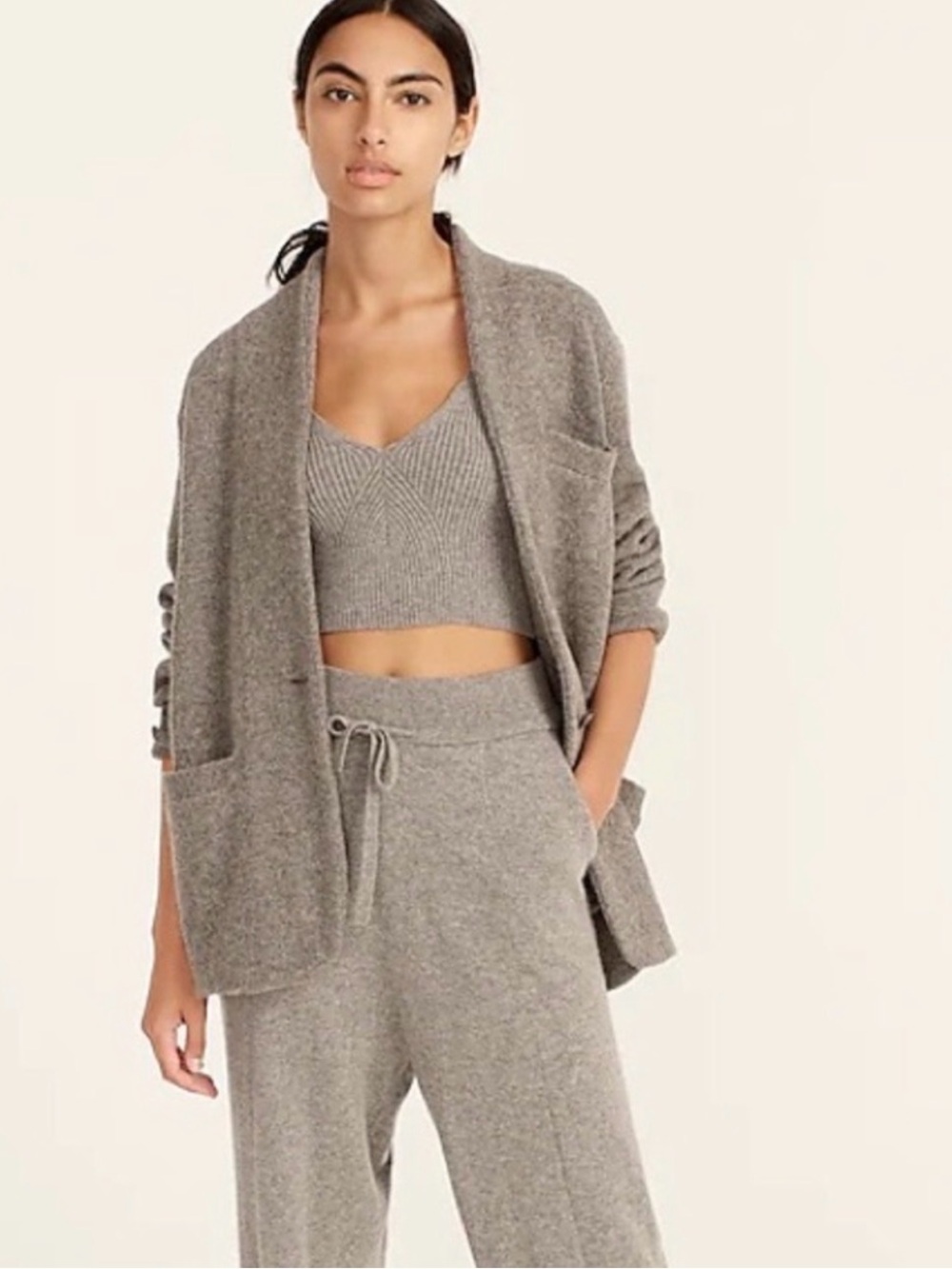 J.Crew Oversized Cocoon Cardigan Sweater Gray Merino Wool Alpaca Blend Size S